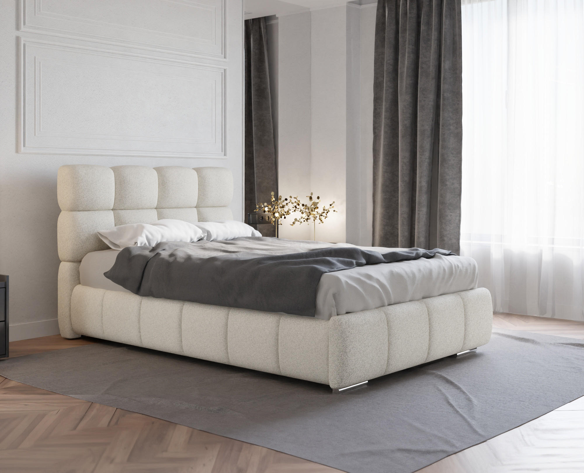 POLSTERBETT Bliss 120 x 200 cm mit Bettkasten und Lattenrost Federkernmatratze BONEL H3 - beige - Beige, Holz (120/206cm) - Panda Möbel