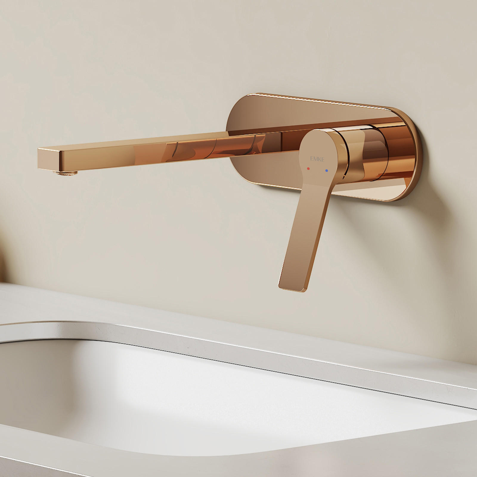 WASCHTISCHARMATUR mit Luftsprudler Messing Rosengold - Roségold, Metall (21/7/28.8cm) - EMKE