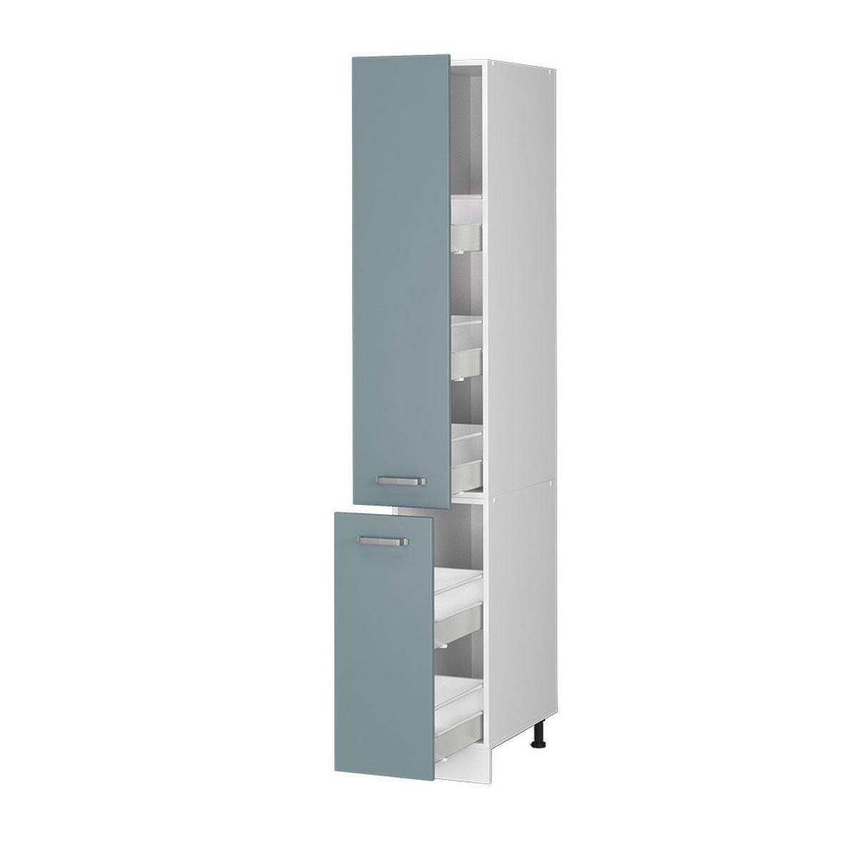 HOCHSCHRANK R-Line Blau-Grau 30 cm mit Türen - Blaugrau/Weiß, Holzwerkstoff (30/207/57.2cm) - Vicco