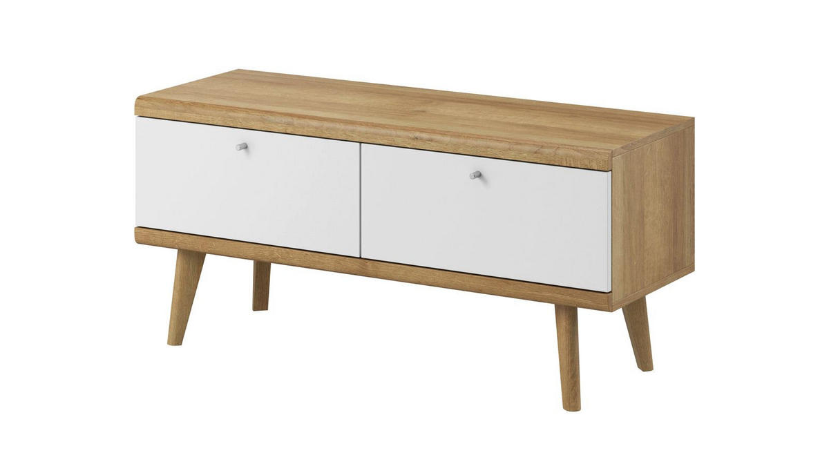 WOHNZIMMER Set 2-tlg. – Primo – Weiß / Sonoma Eiche - Weiß, Holzwerkstoff (107/50/40cm) - hi-markt
