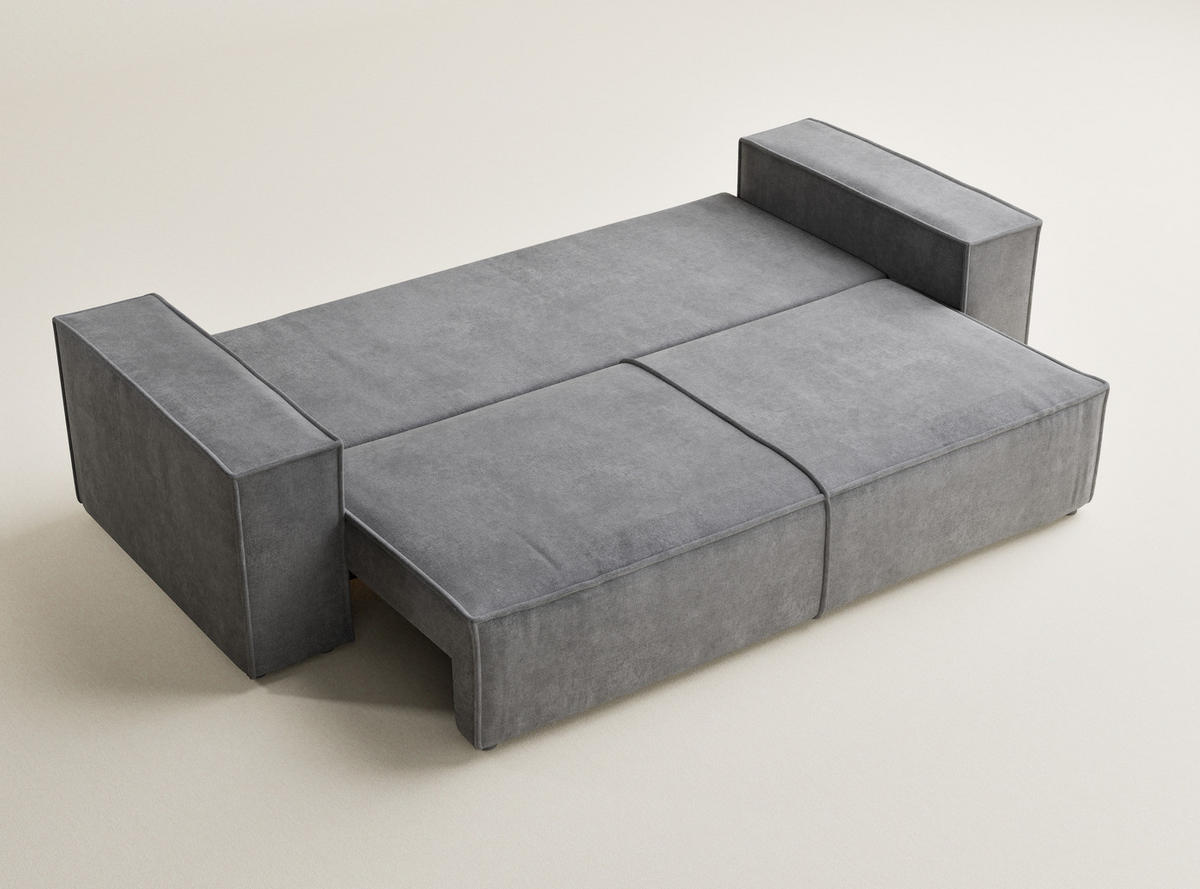 SOFA MIT SCHLAFFUNKTION Milos Grau Webstoff - Schwarz/Grau, Holz/Holzwerkstoff (255/70/105cm) - Maison de Reve