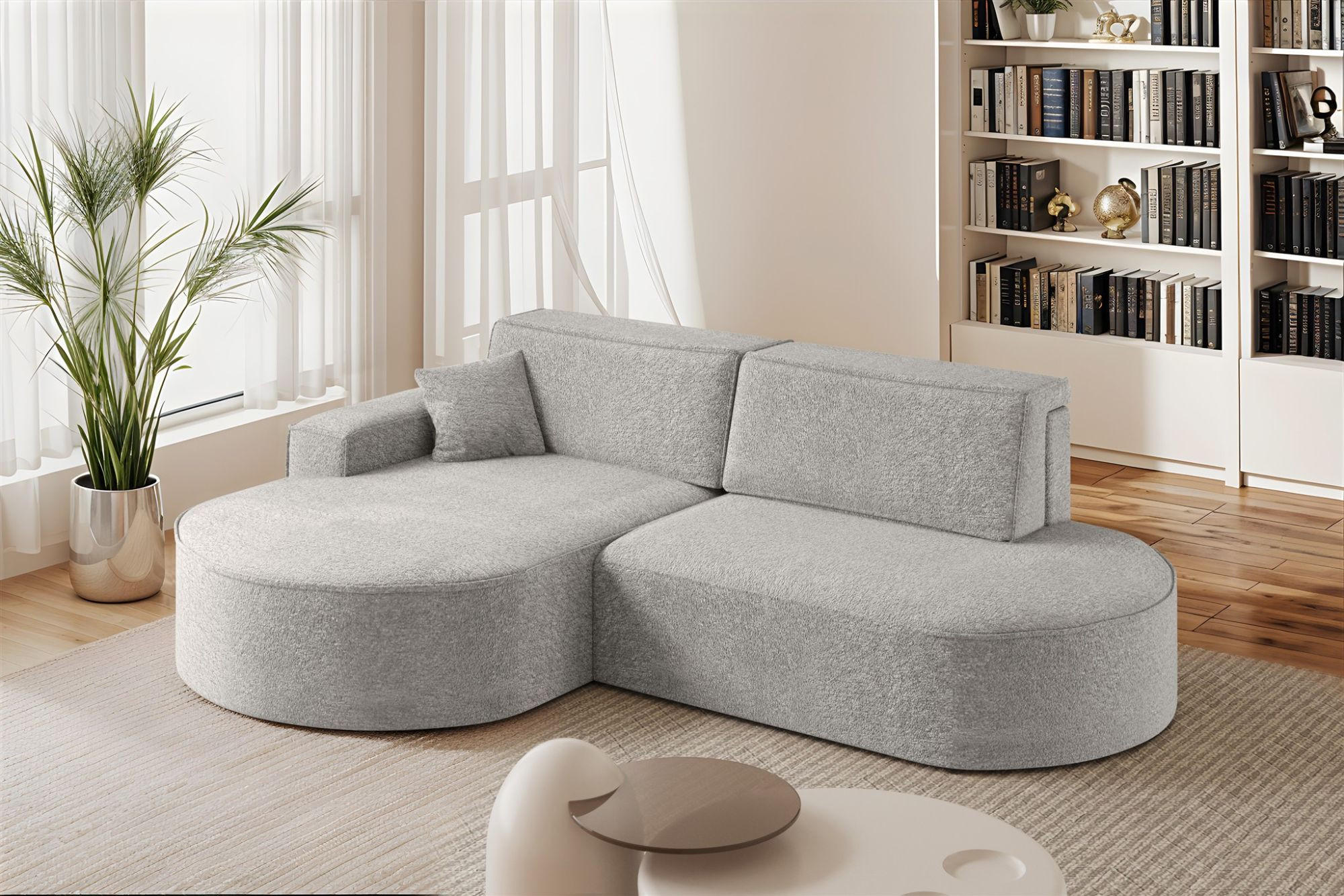 ECKSOFA Venedig Mit Schlaffunktion - Hellgrau, Holzwerkstoff/Textil (278/179cm) - Fun Möbel