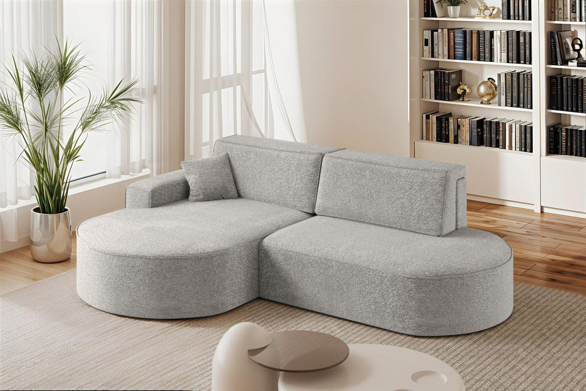 ECKSOFA Venedig Mit Schlaffunktion - Hellgrau, Holzwerkstoff/Textil (278/179cm) - Fun Möbel