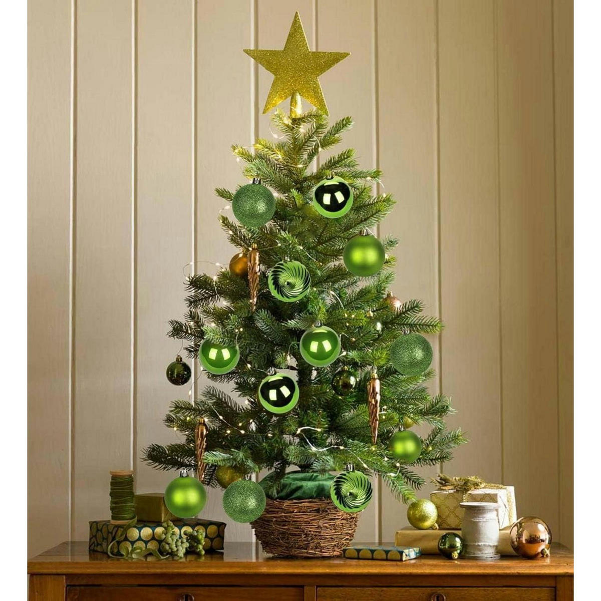 WEIHNACHTSKUGELN 25 Stück 6 cm bruchsicher Kunststoff Grün - Grün, Kunststoff (6/6/6cm)