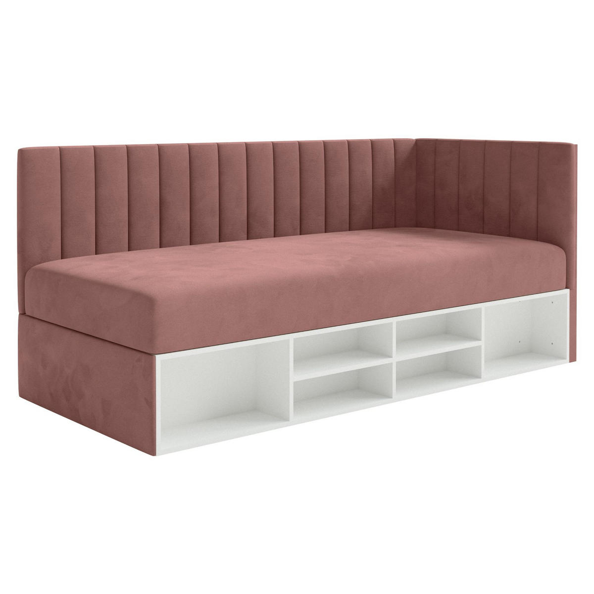JUGENDBETT Ventrio Rosa Easy-Clean-Samtbezug 90x200 cm - Pink, Holz/Textil (90/200cm) - Selsey
