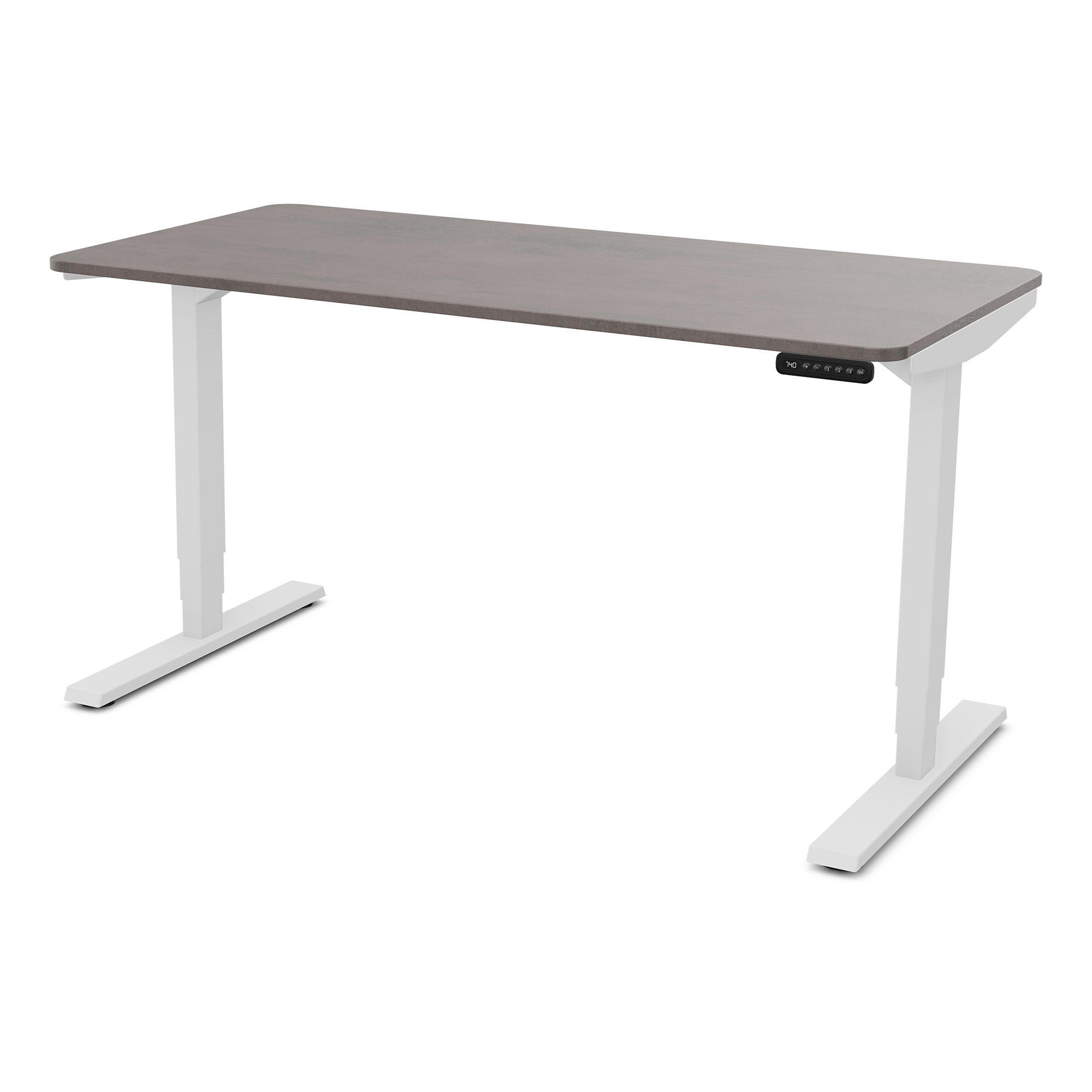 SCHREIBTISCH Elektrisch höhenverstellbarer Schreibtisch Y-Line Curved Sichtbeton Anthrazit Signalweiß 140/80/62-127cm - Schieferfarben/Weiß, Holzwerkstoff/Metall (80/140/127cm) - ASSMANN