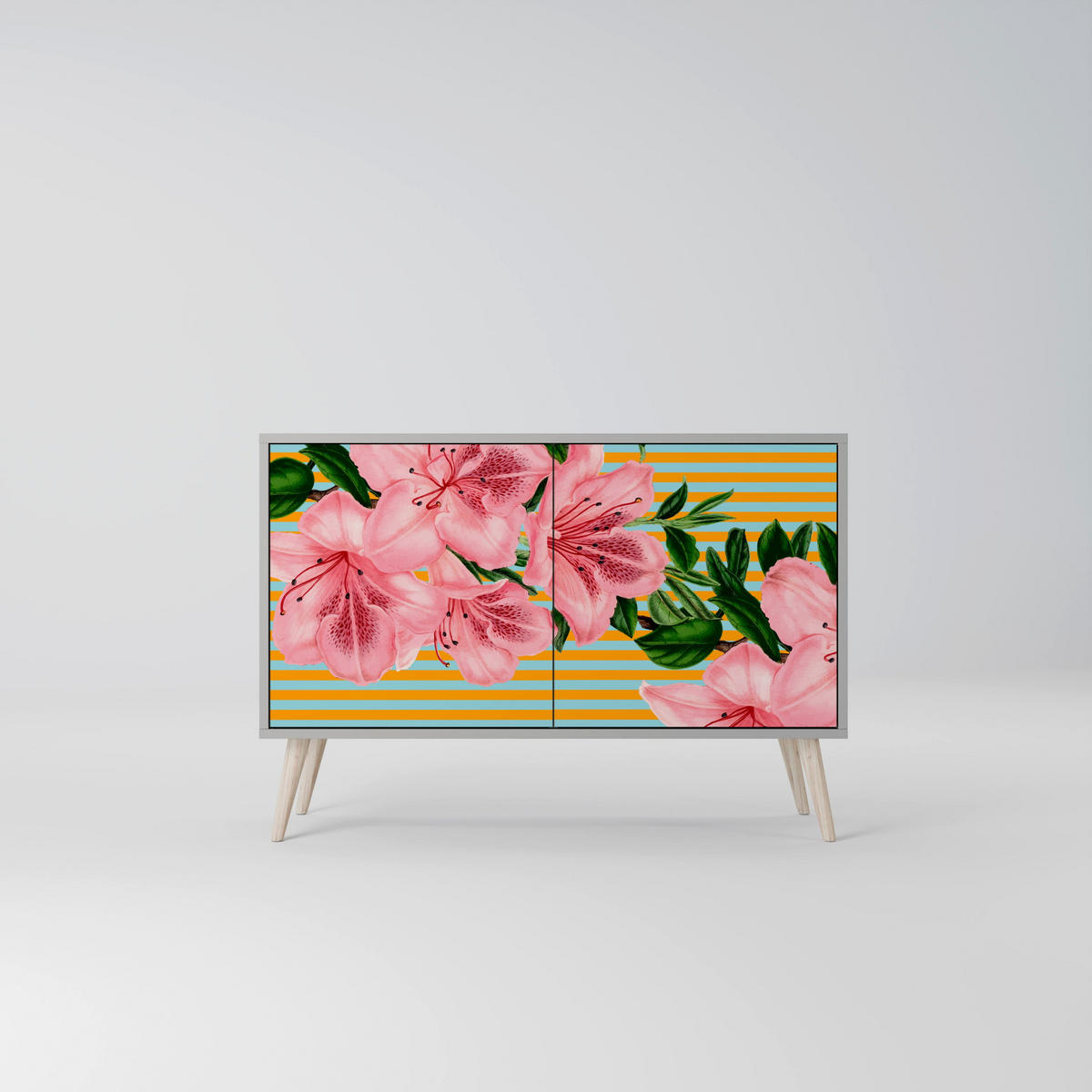 SIDEBOARD FRAGILE BEAUTY, Eicheneffekt, 111x42x77,5 cm, 2 Türen - Eichefarben/Buchefarben, Holzwerkstoff/Buchenholz (111/77.5/42cm) - SpaceRebels
