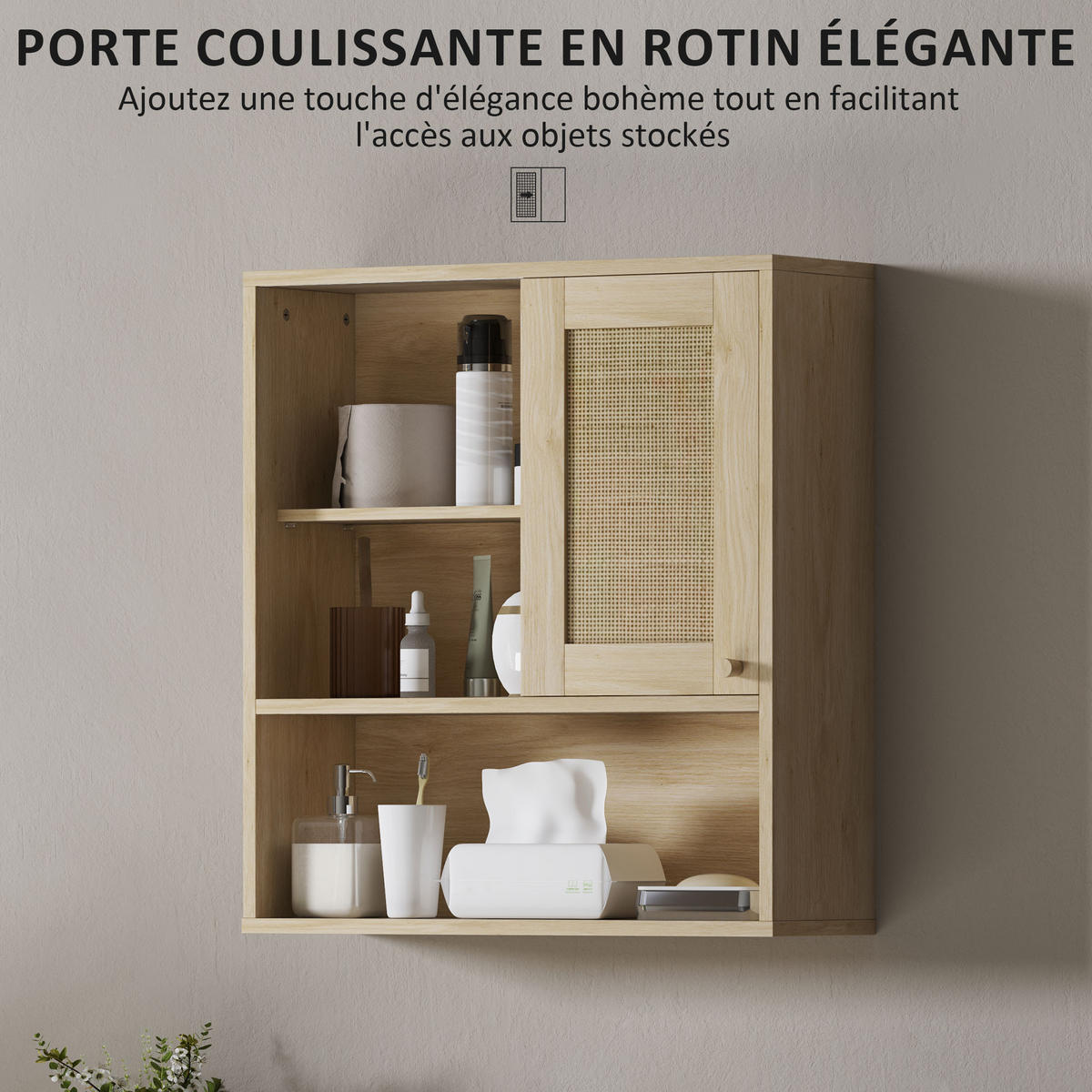 HÄNGESCHRANK Naturholz 1 Stück - Beige, Kunststoff (60/65/19.8cm) - GiPP
