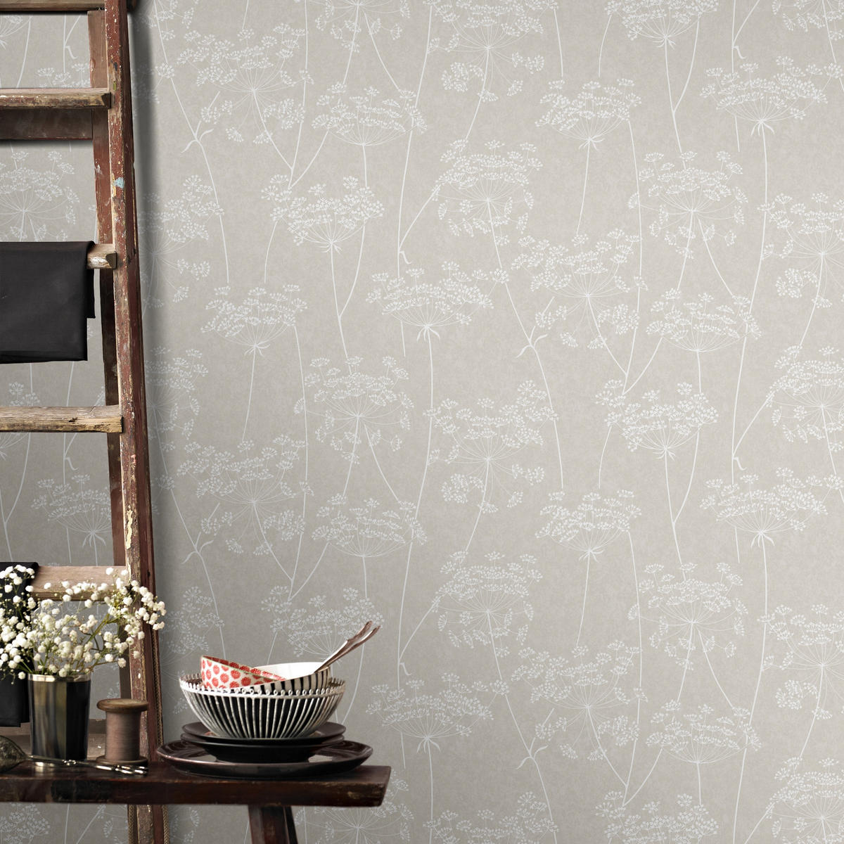 VLIESTAPETE Aura Sprig 1005x52cm - Taupe/Beige, Papier/Kunststoff (52/1000cm) - Superfresco Easy