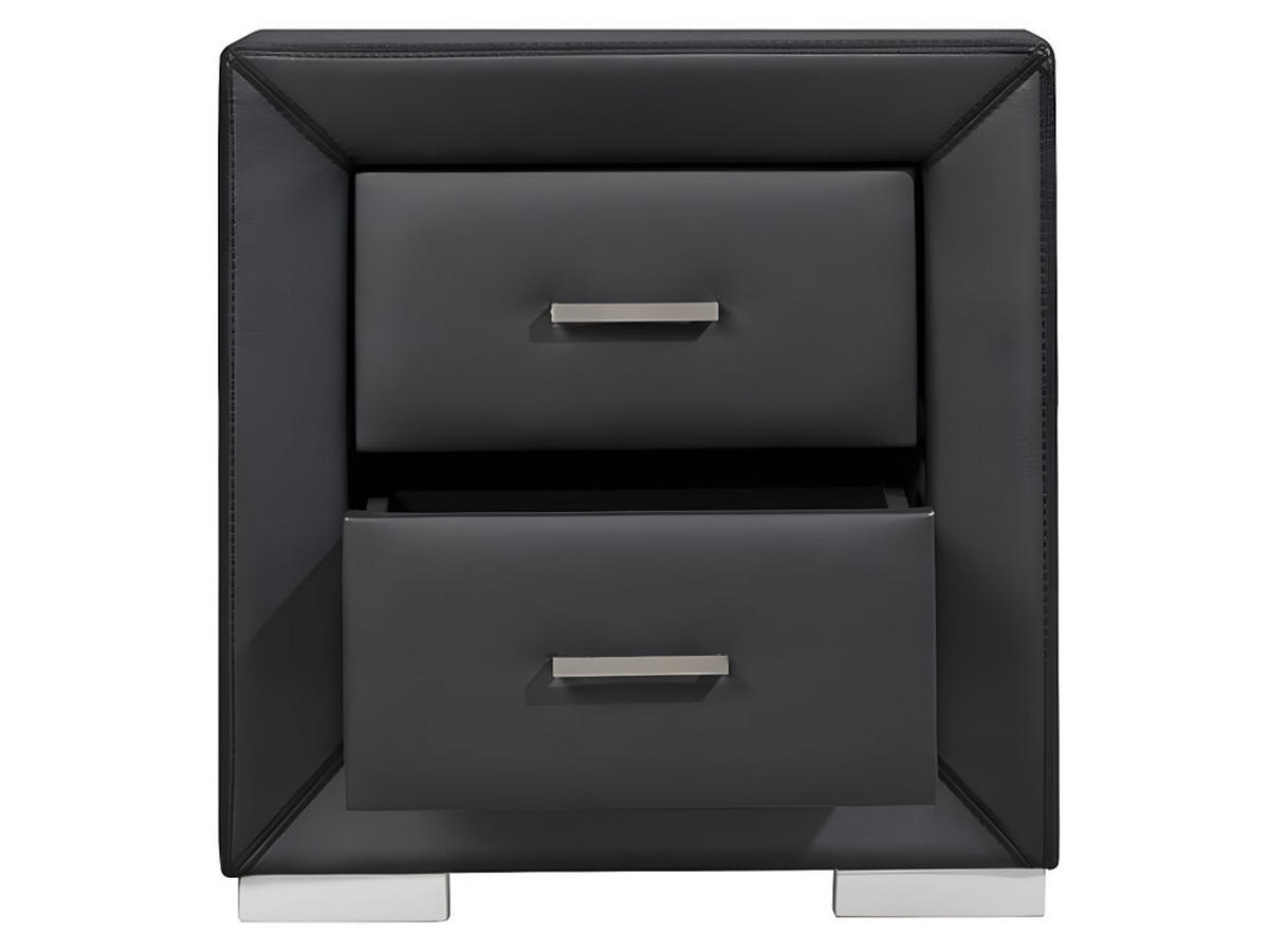 2ER-SET Nachttische mit 2 Schubladen - Kunstleder - Schwarz - CAPITOLE - Schwarz, Leder (43/54.5/51.5cm) - Vente-Unique