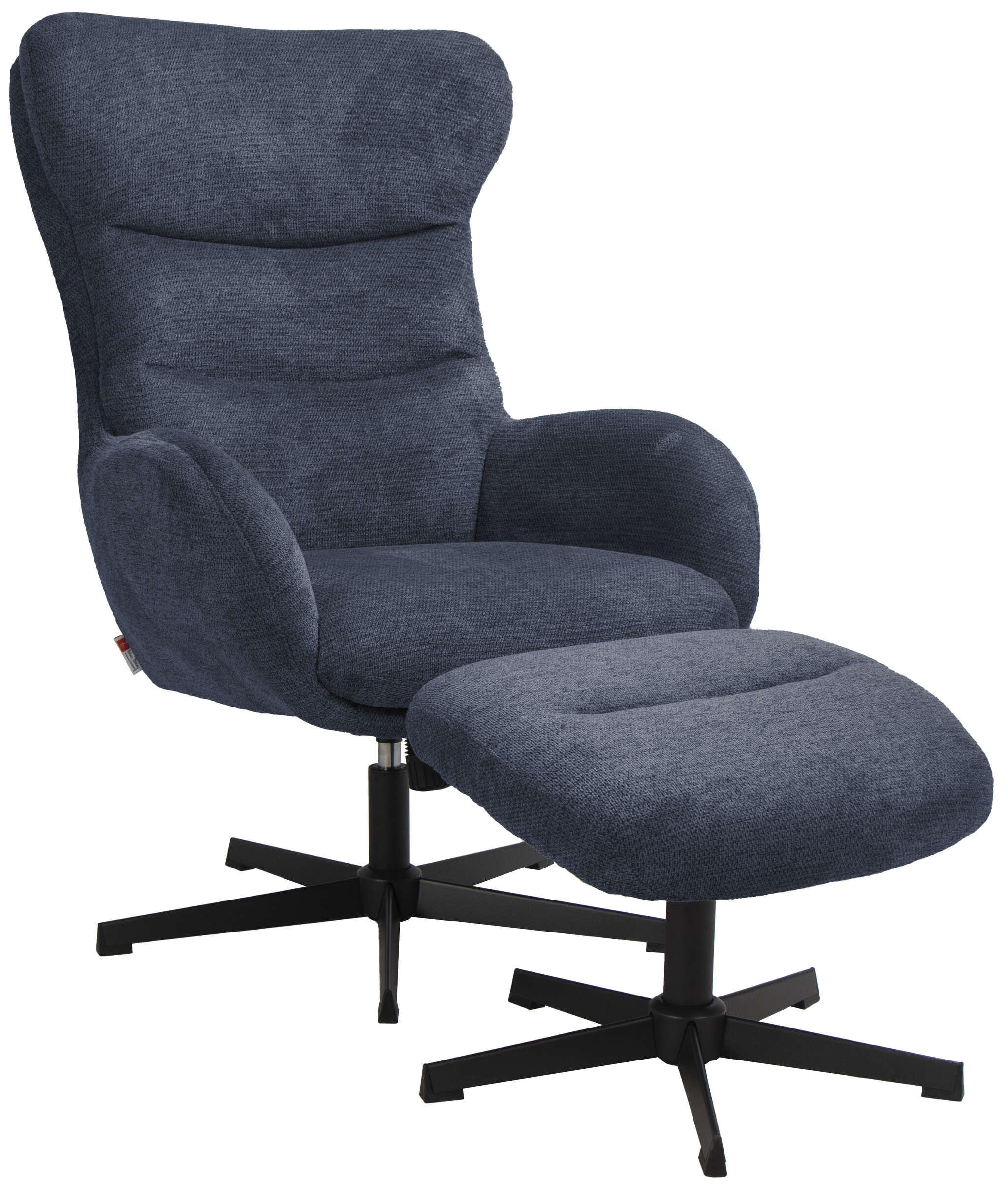 RELAXSESSEL Lucito blau inkl. Fußhocker - Blau/Schwarz, Textil/Metall (83/109/76cm) - Mr. Deko