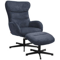 RELAXSESSEL Lucito blau inkl. Fußhocker - Blau/Schwarz, Textil/Metall (83/109/76cm) - Mr. Deko