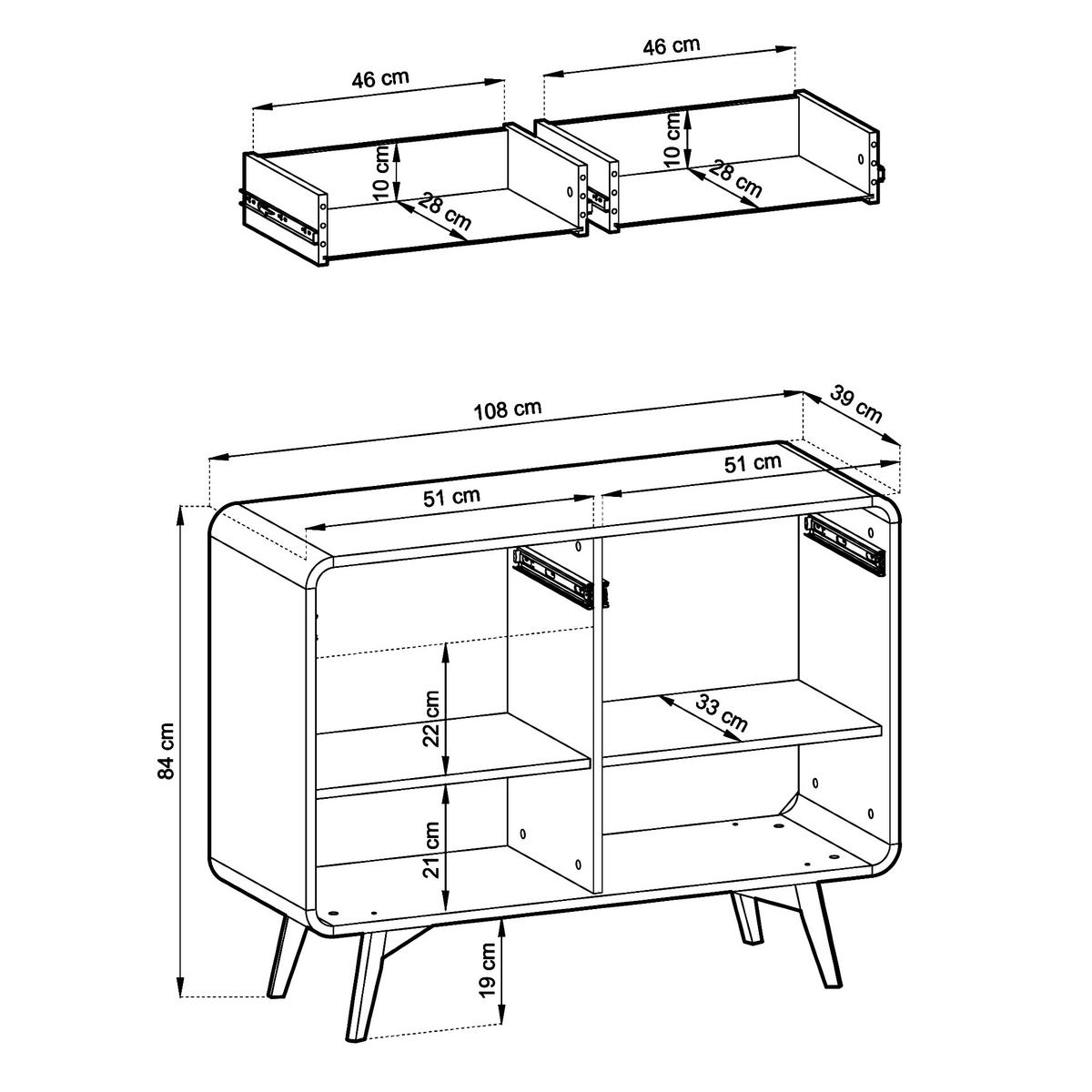 SIDEBOARD CORNWALL KOM1 Abgerundeter Korpus Eiche Eiche - Eichefarben/Braun, Holz/Holzwerkstoff (108/84/39cm) - Komodee