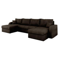 WOHNLANDSCHAFT Kris U Cord - Nussbaumfarben/Schwarz, Holz/Kunststoff (304/80/140cm) - MIRJAN24