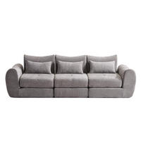 SCHLAFSOFA 3-Sitzer, Chenille Sofa mit Kompressionsdesign, Grau - Grau, Textil (262/78/97cm) - Kaket
