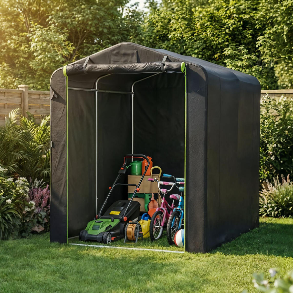 GERÄTEZELT S anthrazit 180/120/165 cm - Anthrazit, Metall (120/165/180cm) - Juskys