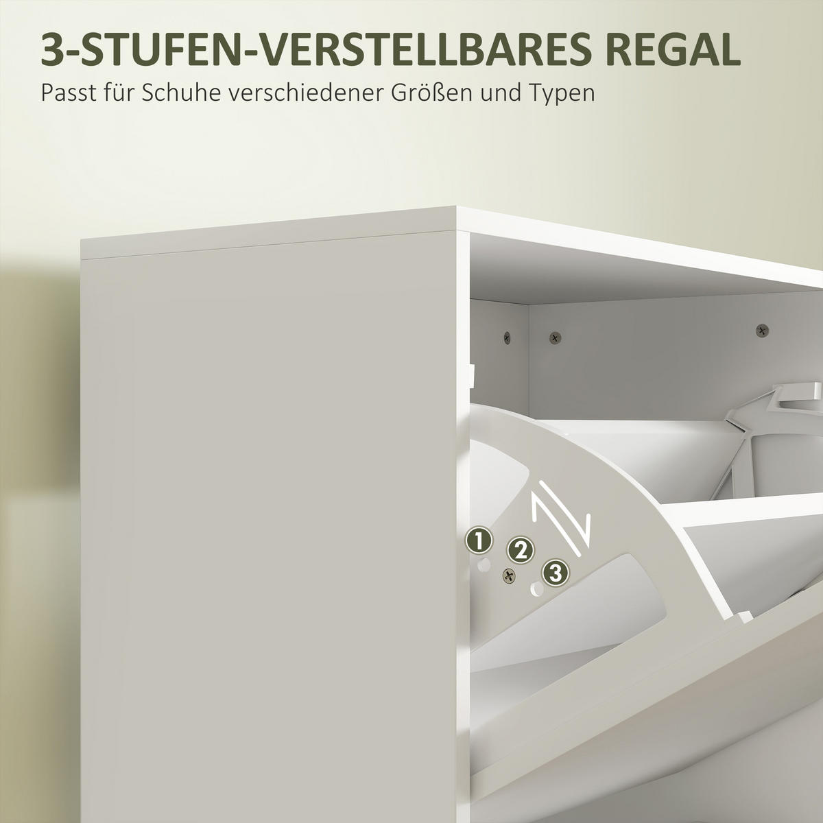 SCHUHSCHRANK mit 3 Klappen, 47 x 26 x 120 cm, Weiß - Weiß, Holzwerkstoff (47/120/26cm) - HOMCOM