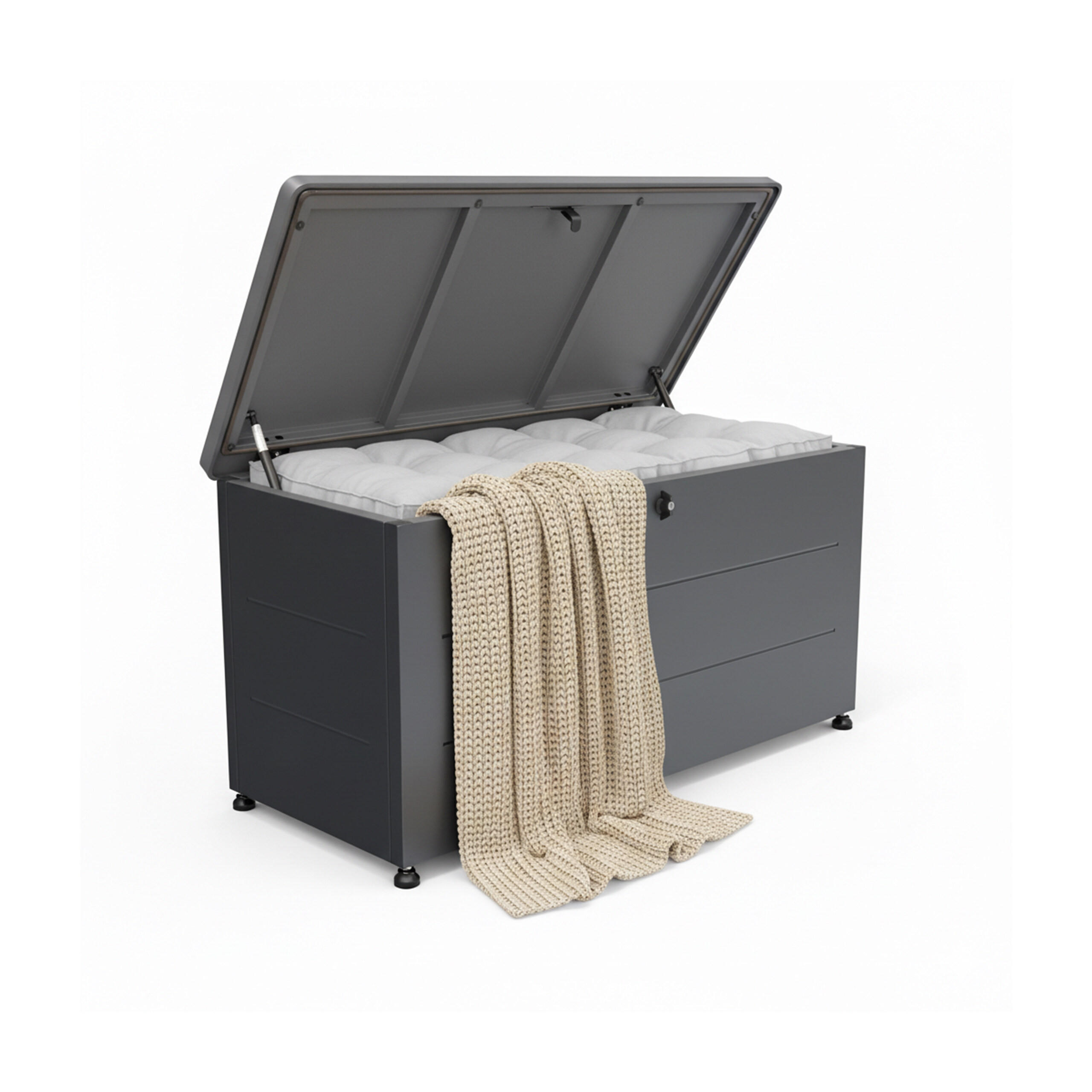 GARTENBOX - Schwarz, Kunststoff/Metall (115/59/50cm) - Relaxdays