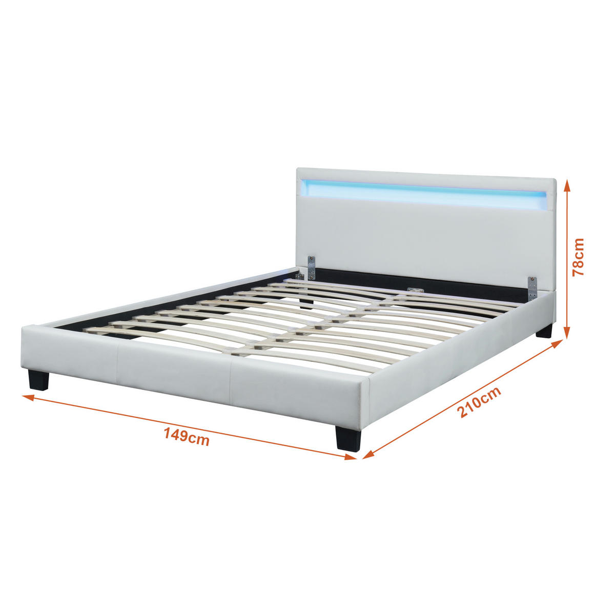 POLSTERBETT Paris mit Matratze und LED-Beleuchtung - Weiß, Textil (140/200cm) - Corium