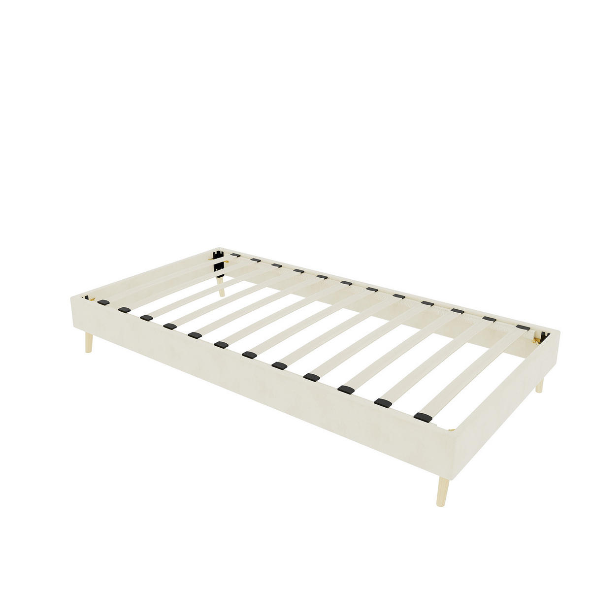 POLSTERBETT 90/200 cm DE-35496 mit Samtbezug Beige - Beige, Metall (90/200cm) - ComfortXL