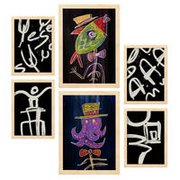 POSTER Set Mit 6 Aufsichtsfang 1 In Tiere Zusammenfassungen A3 & A4 Rahmen Aus Hellem Holz - Beige, Papier (29/3cm) - Nacnic