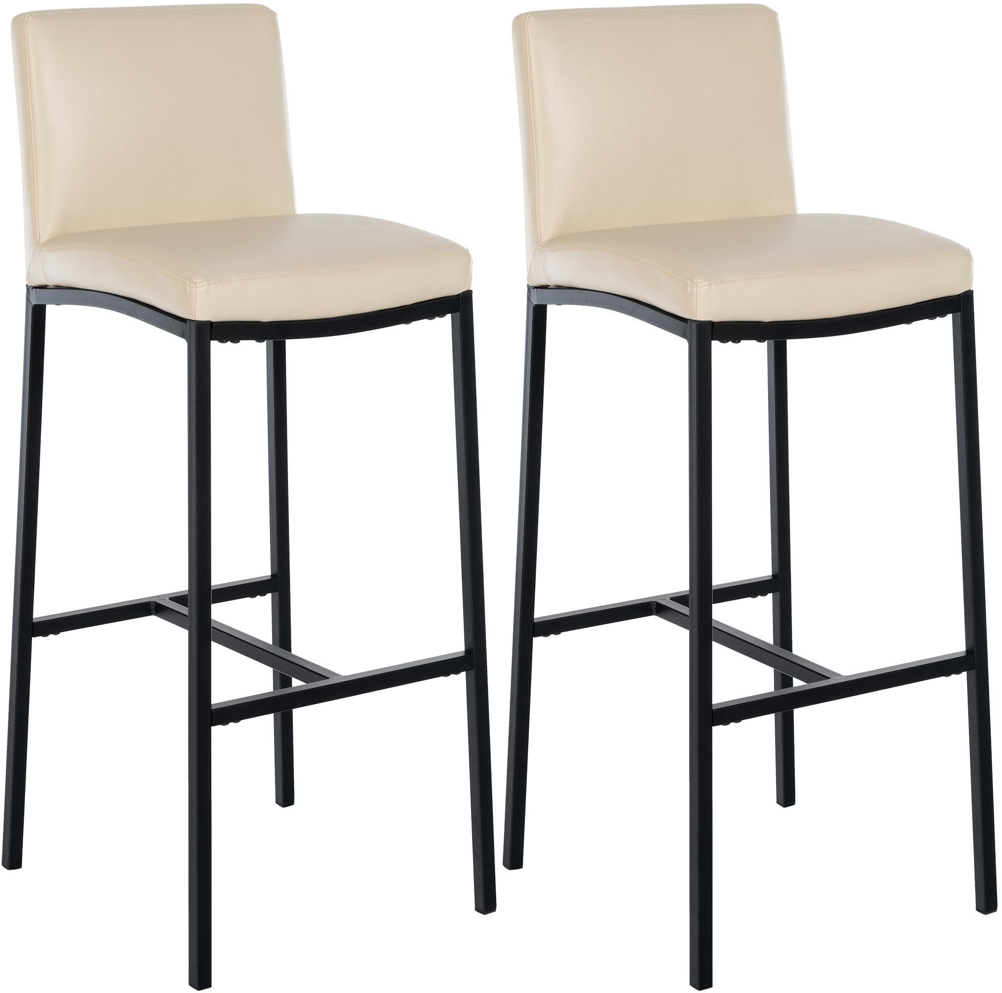 BARHOCKER 2er Set Lederlook Creme - Creme/Schwarz, Textil/Metall (43/110/49cm) - CLP