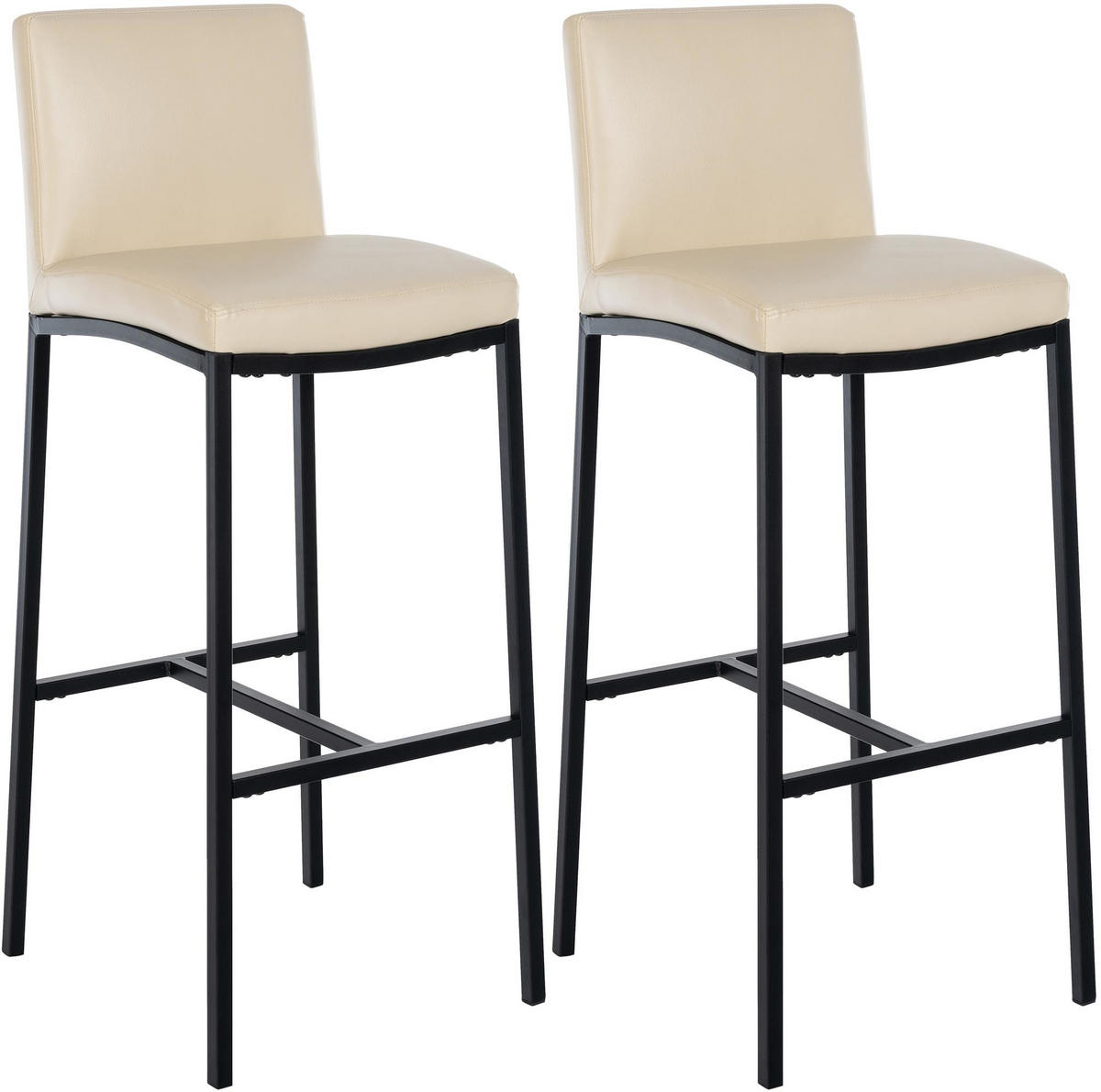 BARHOCKER 2er Set Lederlook Creme - Creme/Schwarz, Textil/Metall (43/110/49cm) - CLP