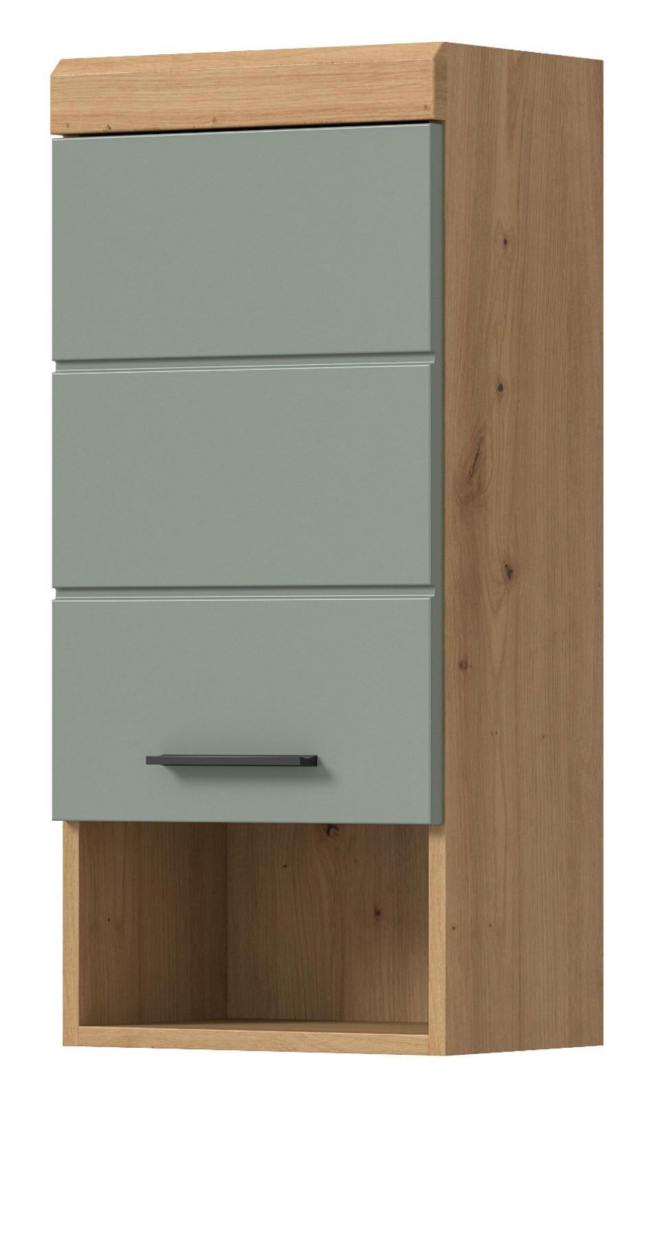HÄNGESCHRANK Salbei grün, Eiche Artisan 37 x 79 cm, Badschrank hängend - Salbeigrün/Schwarz, Holzwerkstoff/Kunststoff (37/79/24cm) - Inn.Furn