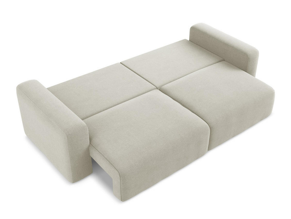 3-SITZER SOFA mit Schlaffunktion Strukturstoff Stoff Beige - Beige/Creme, Kunststoff/Textil (244/79/102cm) - Makamii