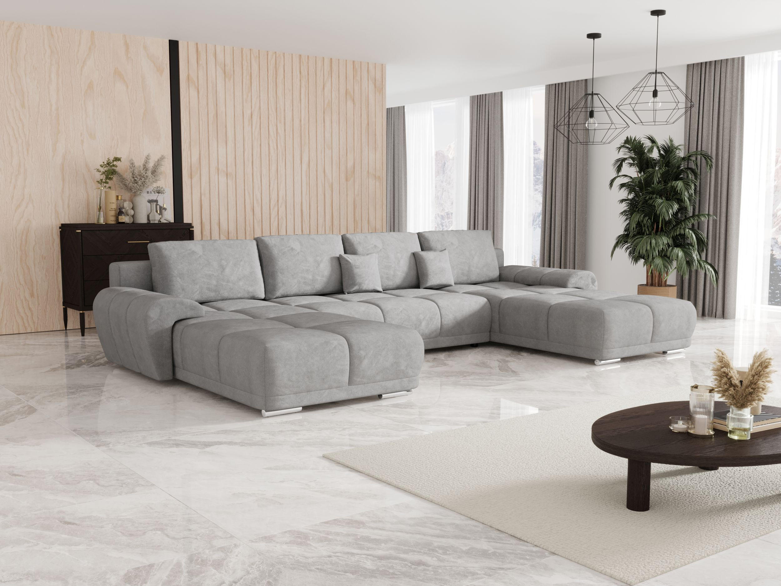 ECKSOFA BEGA U Links TENDER WAY 80 mit Schlaffunktion - Grau, Textil (372/87/185cm) - Bedante