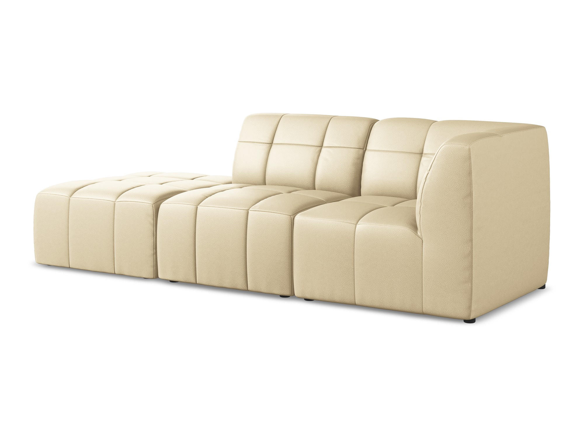 ECKSOFA Links Kunstleder Beige - Beige/Schwarz, Holzwerkstoff/Kunststoff (240/90cm) - Makamii