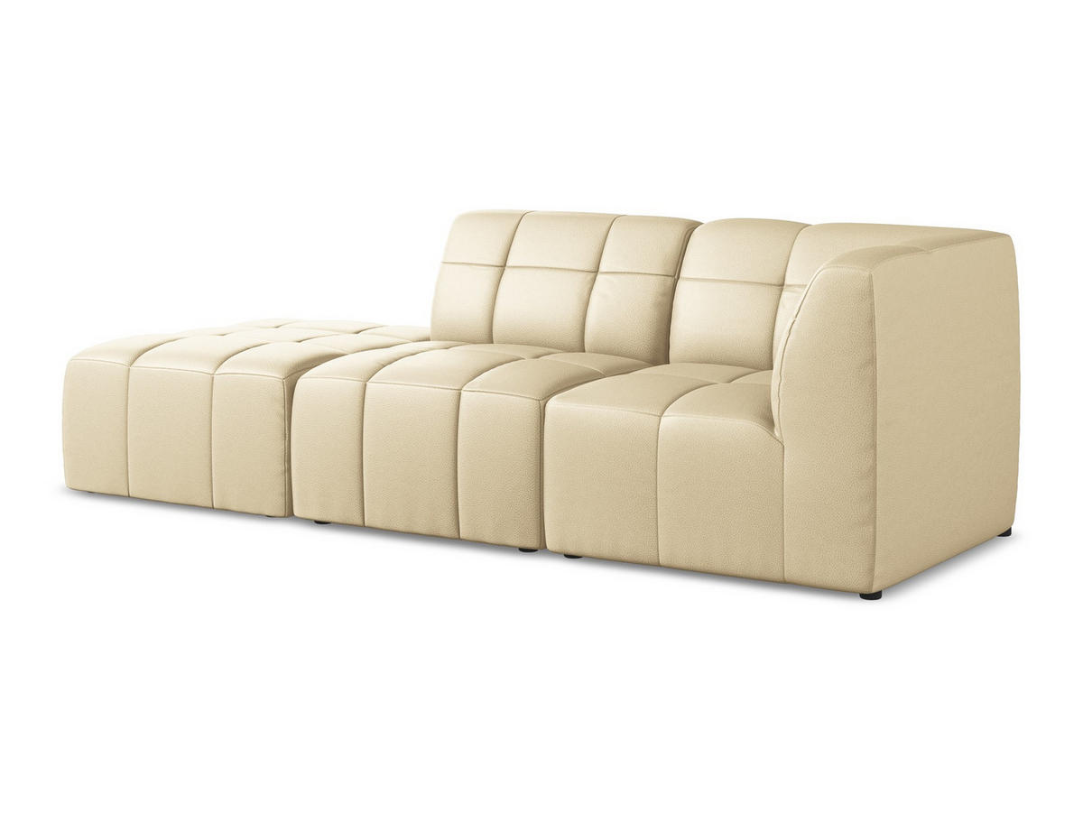 ECKSOFA Links Kunstleder Beige - Beige/Schwarz, Holzwerkstoff/Kunststoff (240/90cm) - Makamii