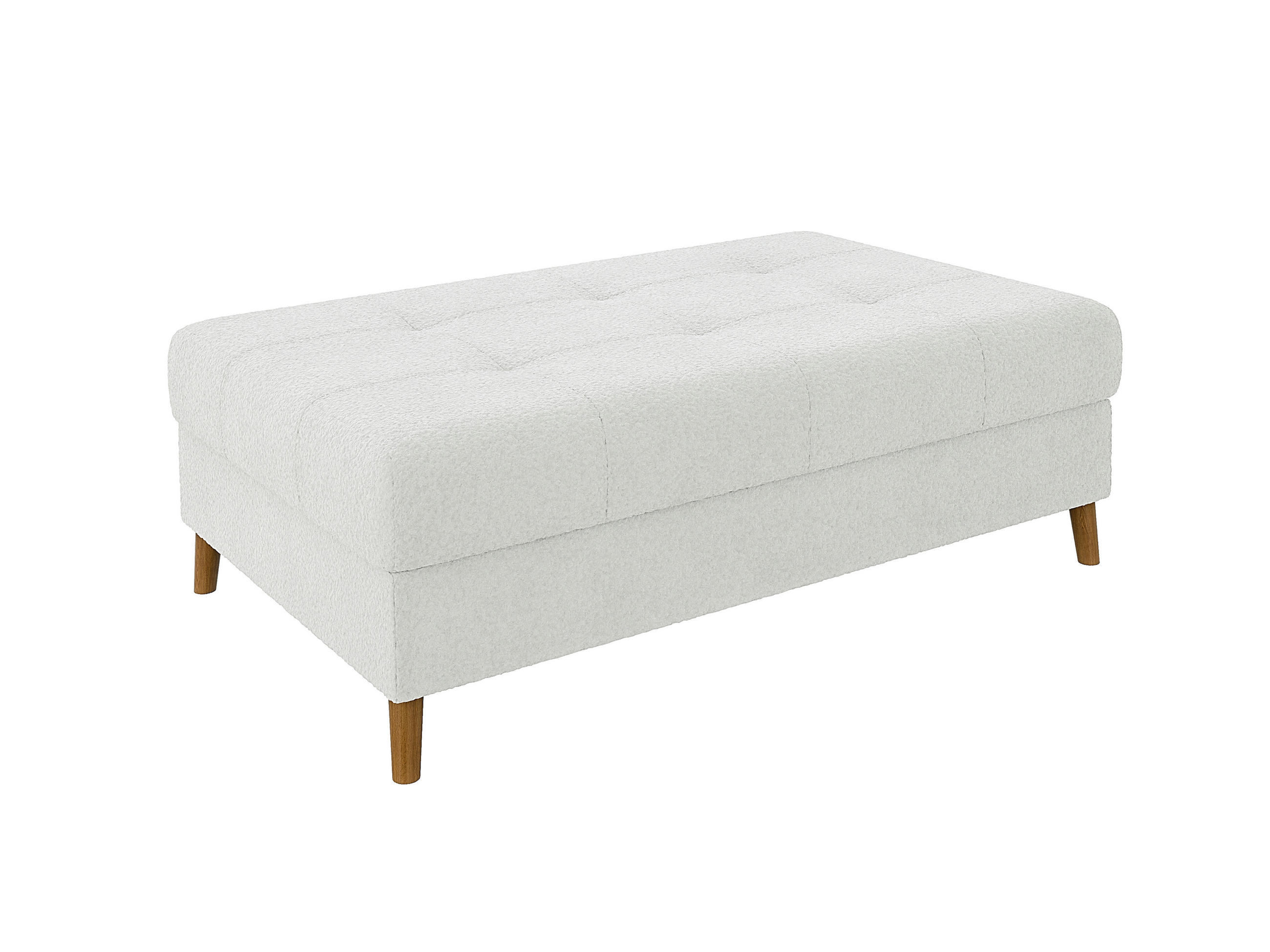 HOCKER Henrik Weiß Boucle - Weiß/Braun, Holz/Textil (118/40/73cm) - S-Style Möbel