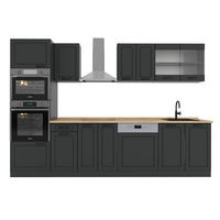 KÜCHENZEILE R-Line Anthrazit Landhaus/Anthrazit 300 cm mit Hochschrank, ohne Arbeitsplatte - Anthrazit, Holzwerkstoff (300/81.6/46cm) - Vicco
