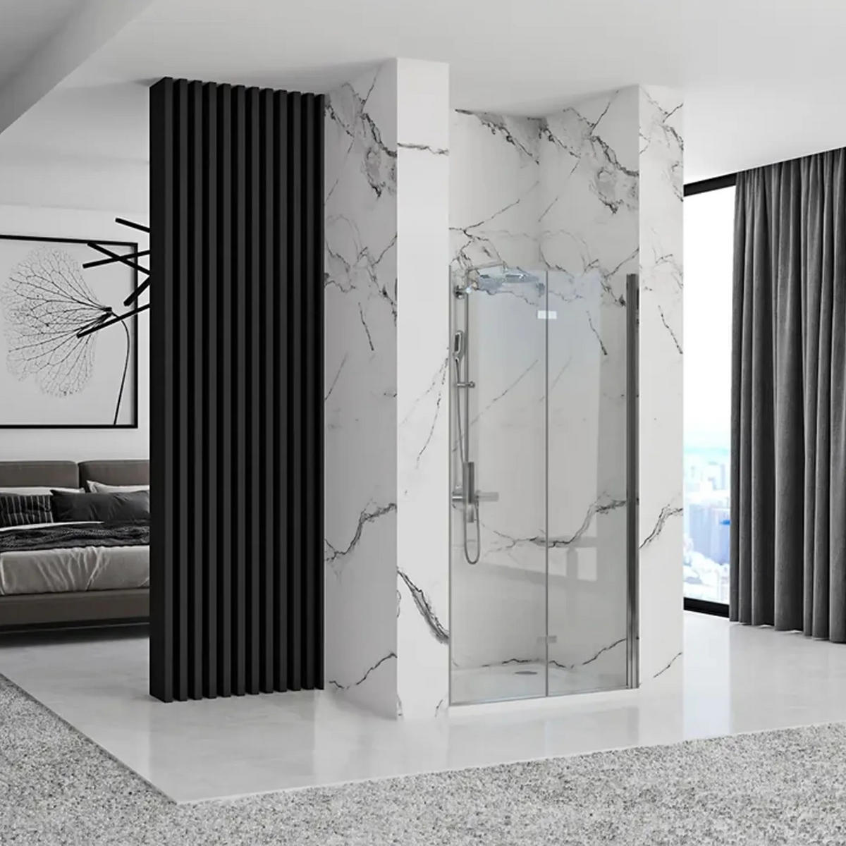 DUSCHTÜR Rea Molier Chrom+ Profil 80 - Chromfarben, Glas (80/190cm) - REA