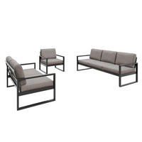 GARTENSET Madera für 6 Personen Balkonmöbel Aluminium Terassenmöbel Sitzbank, 4-tlg. Tisch schwarz, graubeige - Beige/Schwarz, Kunststoff/Metall - Margaret Hadas24