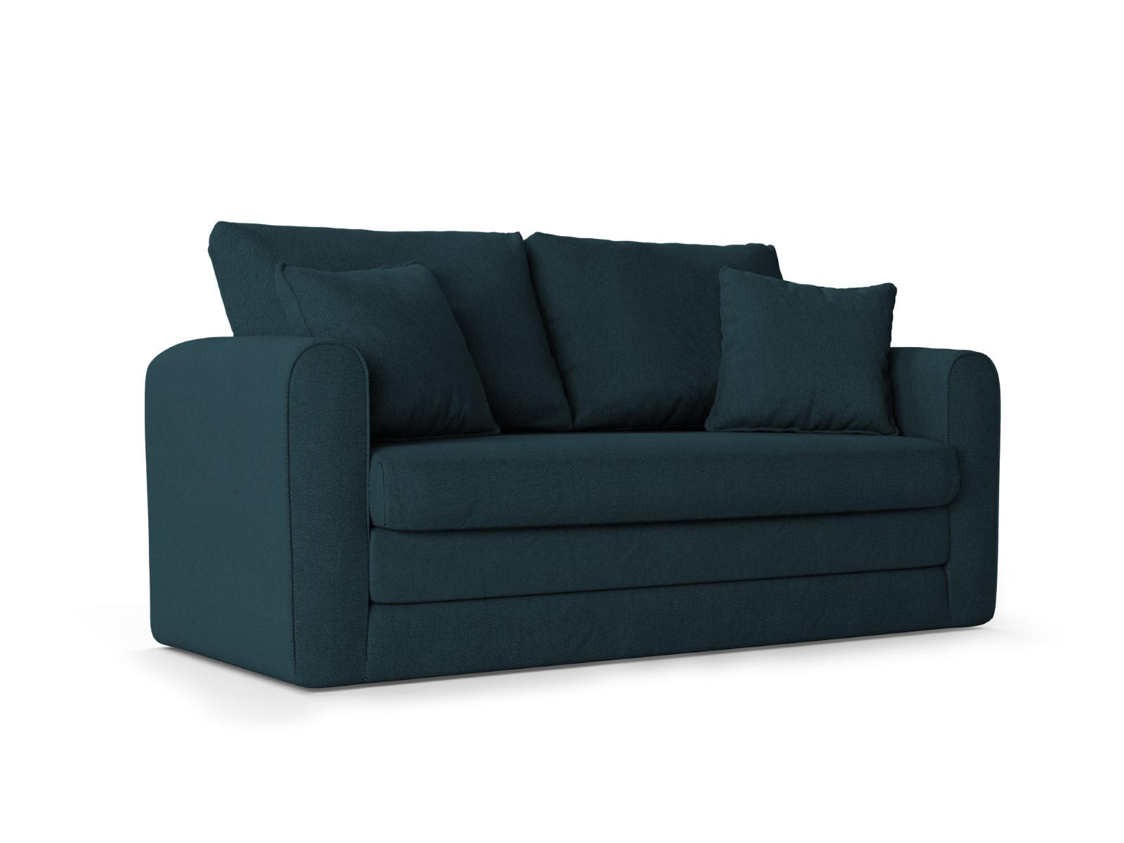 AUSKLAPPBARES-SOFA Lido aus strukturiertem Stoff petrol 2 Sitzplätze - Petrol, Textil (69/80/158cm) - Micadoni