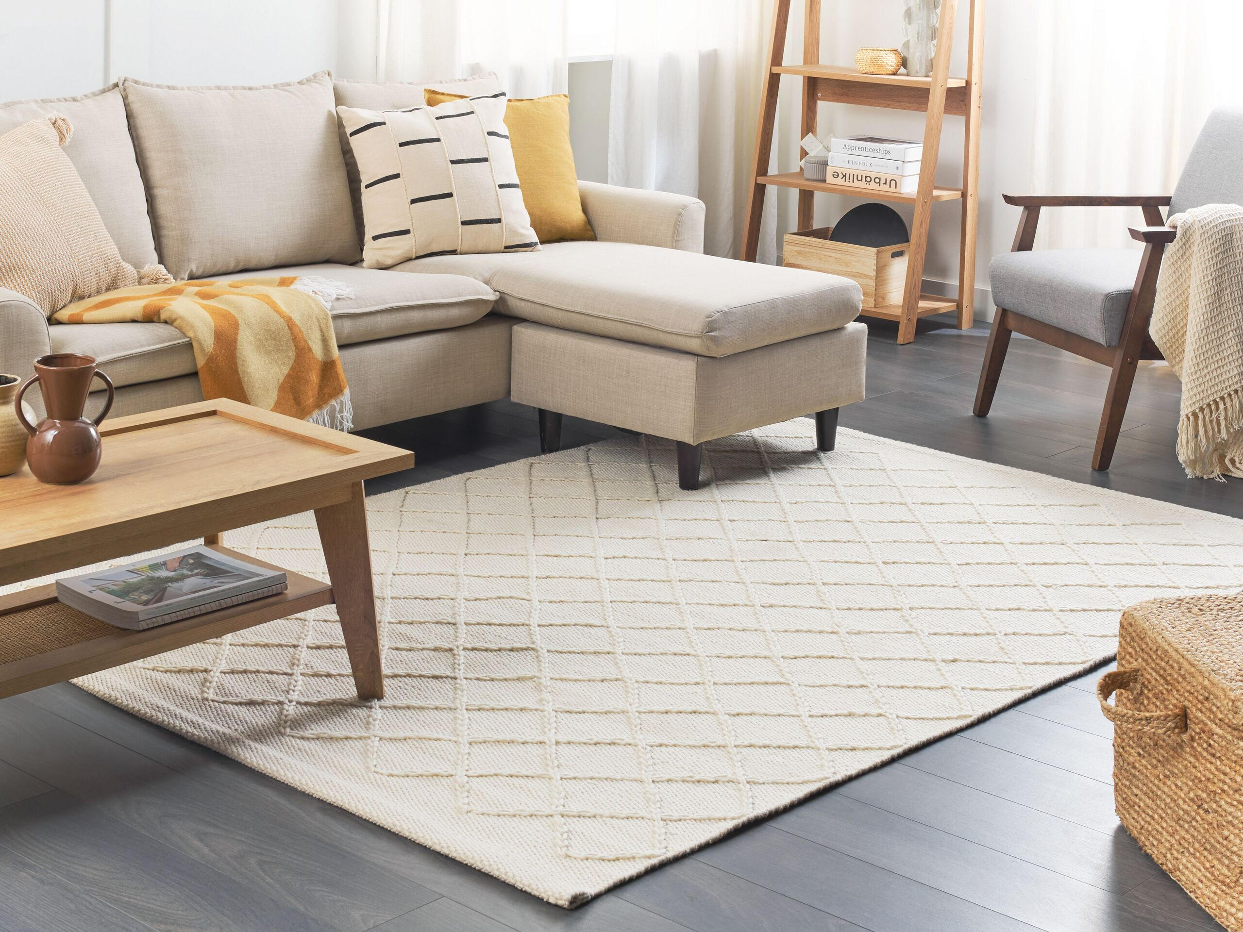 KURZFLOR-TEPPICH Ellek 200/140 cm - Weiß, Textil (140/200cm) - Beliani