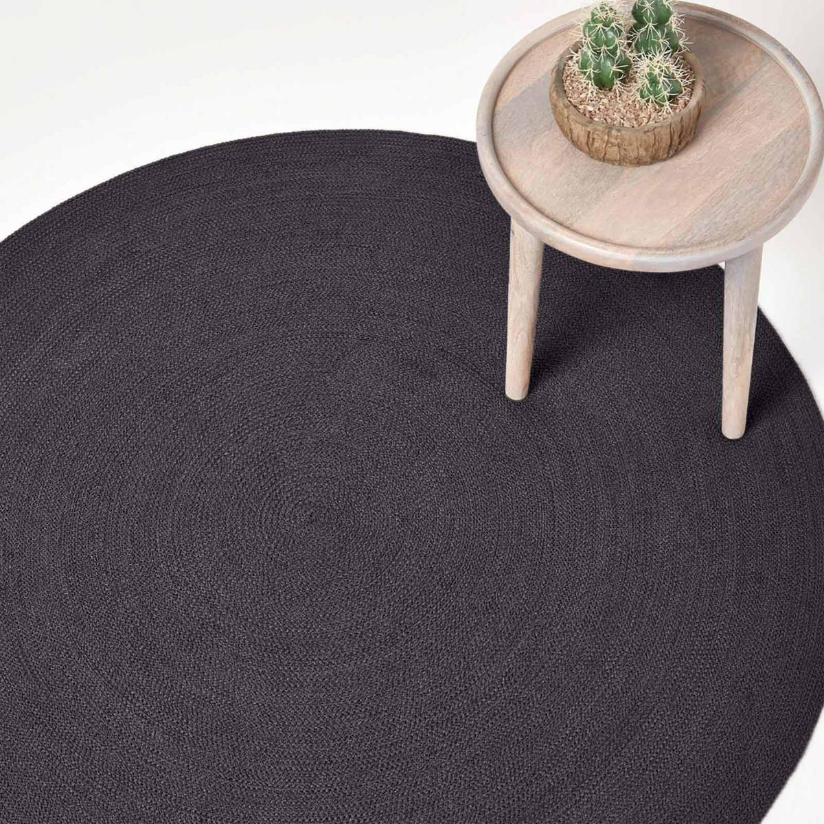 TEPPICH geflochten rund 150 cm - Schwarz, Textil (150/150cm) - Homescapes