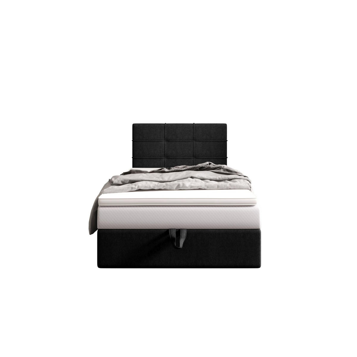 BOXBETT DUO 2 100x200 Cosmic 100, mit Matratze H3 und Topper, Schwarz - Schwarz, Holz/Kunststoff (100/200cm) - Bedante