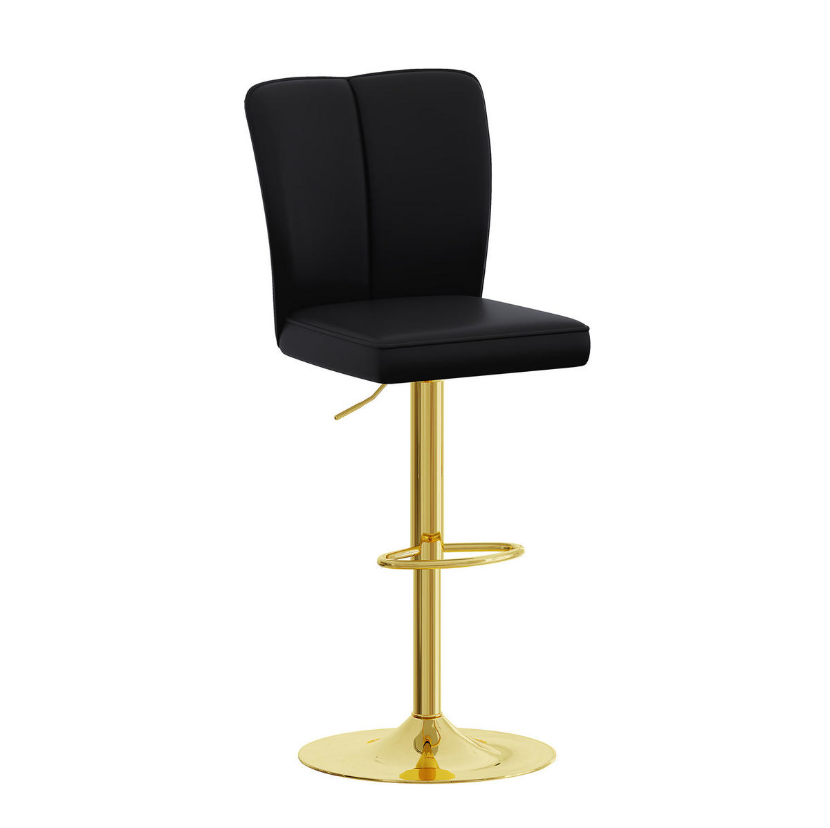 BARHOCKER 2er-Set Schwarz/Gold höhenverstellbar und 360° drehbar - Schwarz, Metall (44/117.5/44.5cm) - MIVRAY