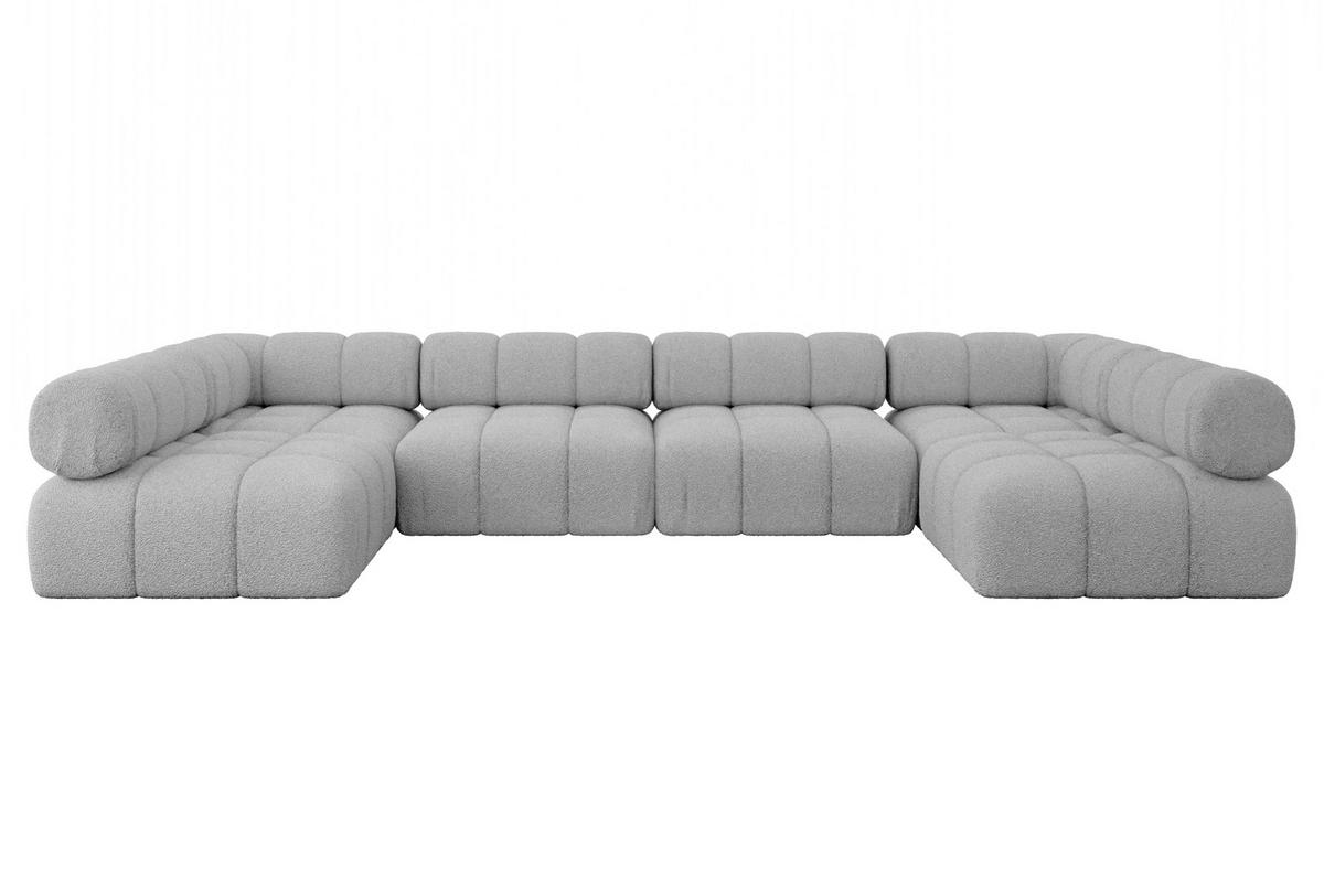 WOHNLANDSCHAFT modulares Sofa Garvo-U2 - 380x190x70 cm Hellgrau Bouclé - Hellgrau, Holzwerkstoff/Textil (380/70/190cm) - ALTDECOR