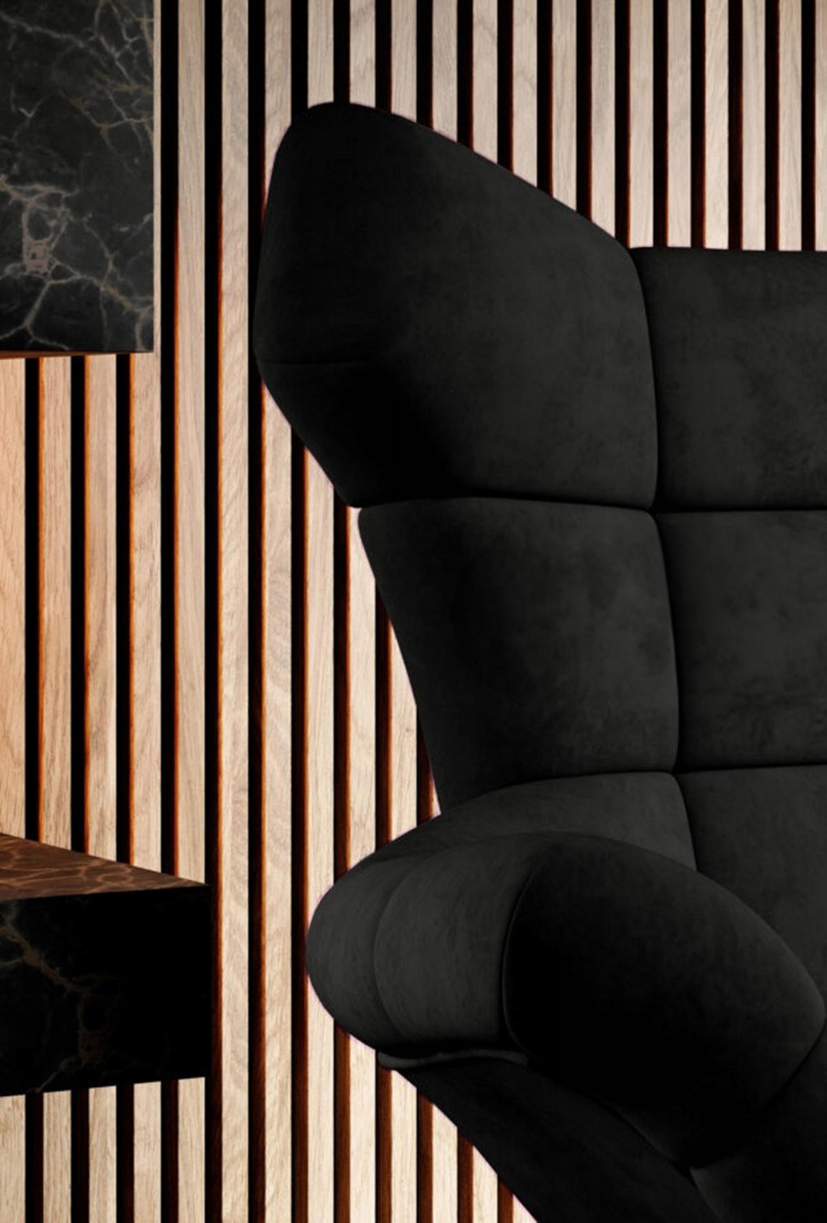 SESSEL SENSI Relaxstuhl mit 360° Drehung und Schwingfunktion – Lux-Schaumkissen, Schwarz, 104x46x119 cm - Schwarz, Holz/Textil (104/119/84cm) - DomoHome