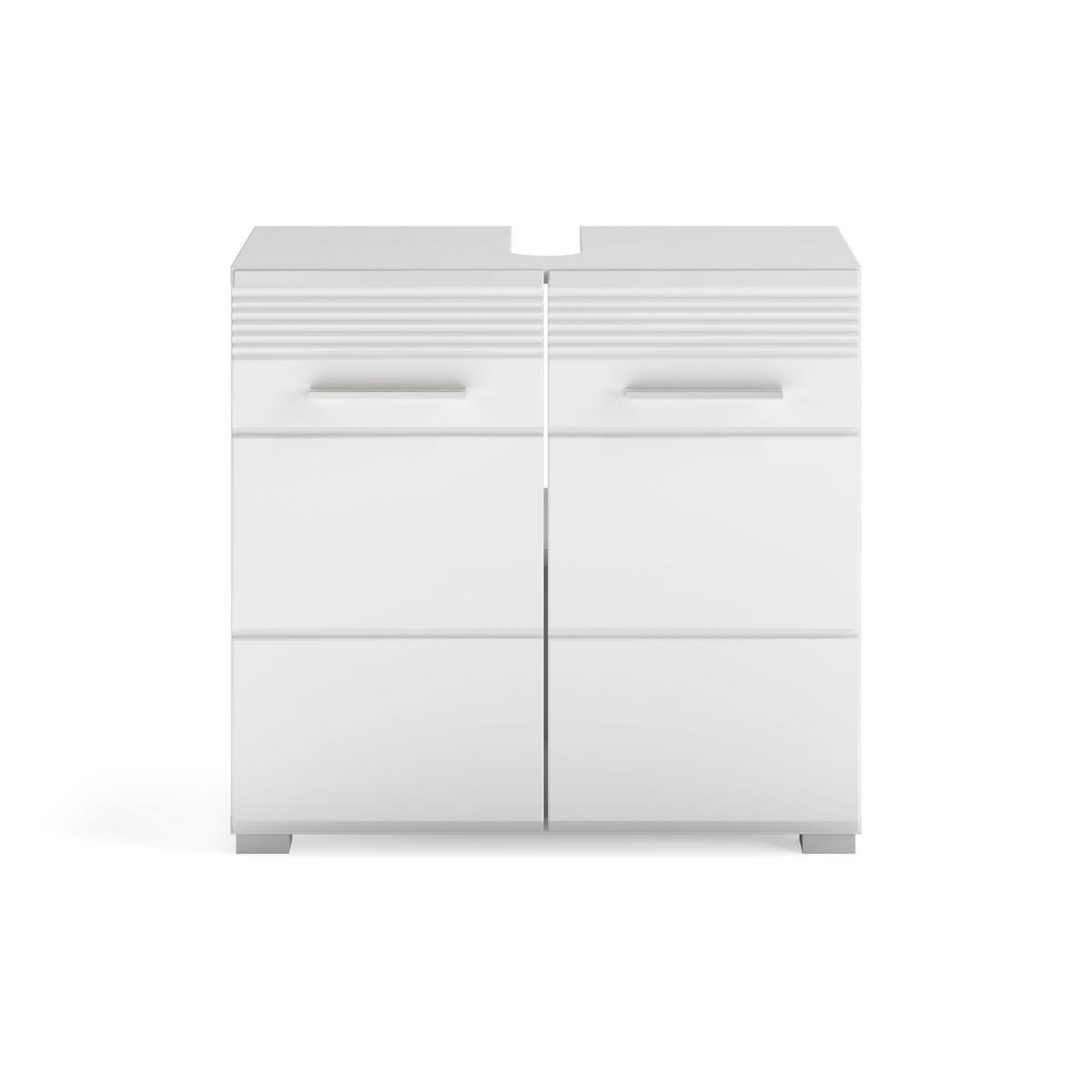 BADMÖBEL Set Linus 2tlg. Bad Kombination inkl. Beleuchtung (B/H/T: 60x182x34 cm) - Weiß, Holz (60/182/34cm)