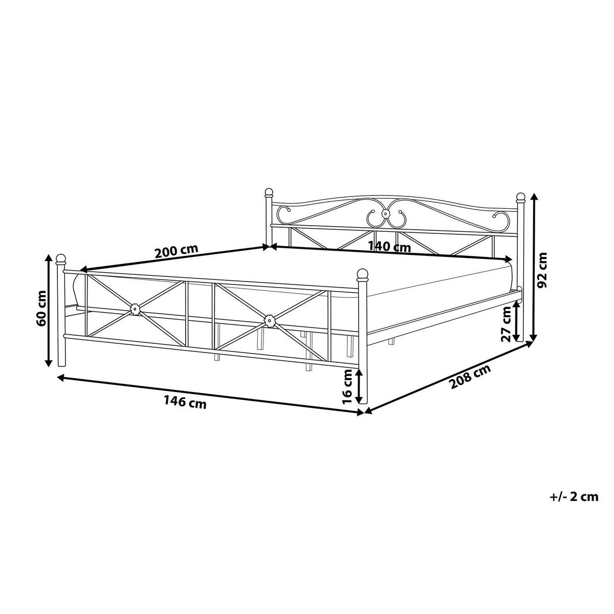 BETT mit Lattenrost 140x200 cm Weiß Rodez - Weiß, Metall (140/200cm) - Beliani