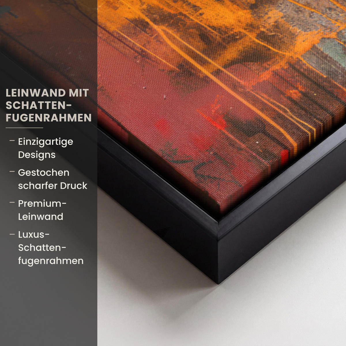 LEINWAND Bilder mit Rahmen - Straßenkunst - Liebe - Graffiti - Kunst - Banksy - 50x50 - Orange, Textil (50/50cm) - MuchoWow
