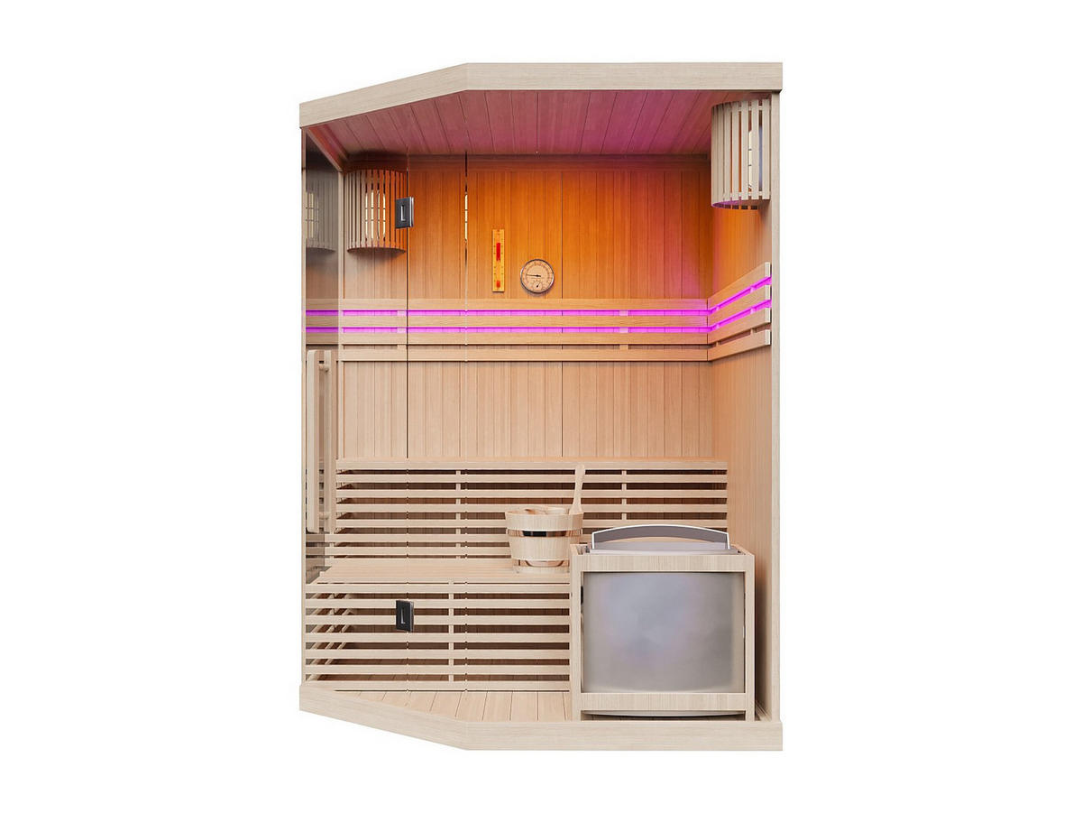 FINNISCHE Sauna - 4 Personen - Holz, Platte - Naturfarben Hell - - Naturfarben, Holz (150/200/150cm) - Vente-Unique