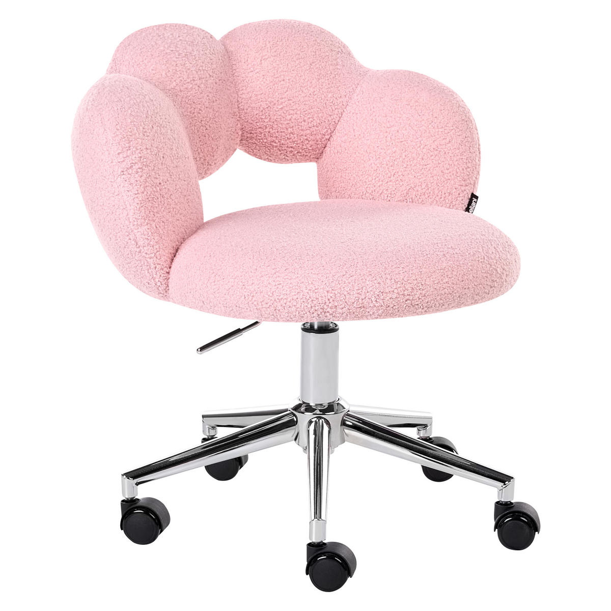 SCHREIBTISCHSTUHL Bouclé Rosa Whizzy - Pink/Silberfarben, Textil/Metall (59/64/50cm) - Beliani