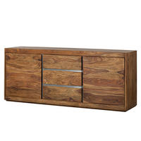 SIDEBOARD - Sheesham massiv - Braun, Holz/Metall (187/77/46cm) - home24