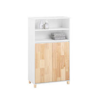 WÄSCHESCHRANK mit Wäschesack Weiß-Natur - Weiß/Naturfarben, Holz/Holzwerkstoff (64/110/33cm) - SoBuy